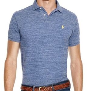 Ralph Lauren Men's Heather Blue Polo Shirt with Logo Yello Horse Sz M Pre-owned